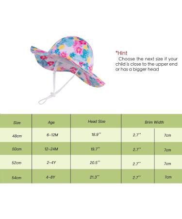 LANGZHEN Baby Girls Sun Protection Hat with Chin Strap | Tropical Flowers Design | 6-12 Months - Buy Online on GoSupps.com