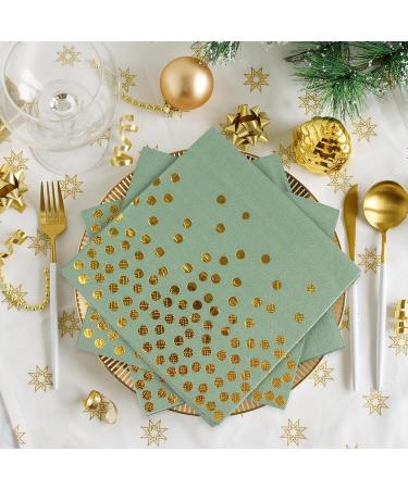 40 Rat Tail Green and Gold Birthday Napkins | 33x33 cm Paper Party Napkins for Boy & Girl Birthday Decorations - Buy Online on GoSupps.com