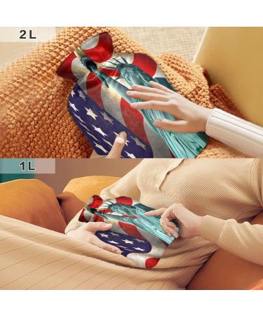 Mnsruu American Flag Freedom Statue Heat Bottle - Velvet Cover 2L Warm-Up Bag for Pain Relief & Cold Therapy - Buy Online on GoSupps.com