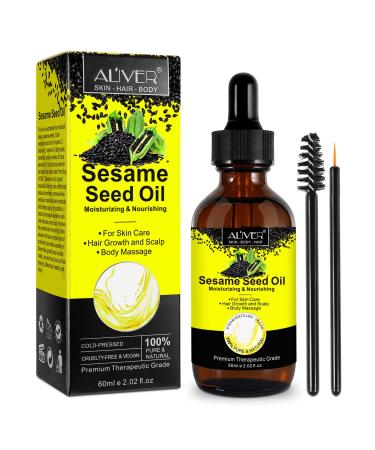 Sesame seed hair - sesame seed oil for hair bio cold -pressed sesameum indicum seed oil natural skin oil for skin and hair care sesame massage oil for body and scalp - 60 ml