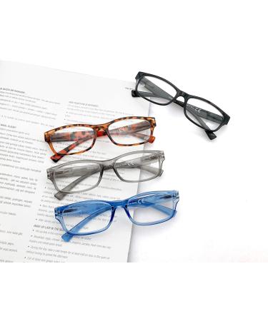 Heeyyok Men's Reading Glasses - 4 Pairs Rectangular +2.50 - Blue Gray Tortoise Black - Comfortable Spring Hinges - Buy Online on GoSupps.com