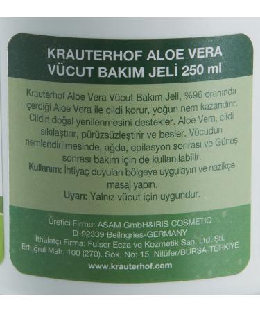 Krauterhof Aloe Vera Gel 250 ml - Soothing Skin Relief | International Shipping Available - Buy Online on GoSupps.com