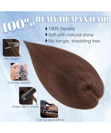 TESS Real Human Hair Pieces for Women Clip in Toupee Extensions Hair Topper Hair Toppers for Thinning Hair Women Real Hair 10 Inch #02 Dark Brown - Buy Online on GoSupps.com
