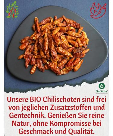 Buy ORGANIC Birds Eye Chili Peppers - Whole Red Dried Chilis Very Hot (Heat Level 9) - 300g | Aroma Protection | International Shipping Available - Buy Online on GoSupps.com