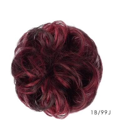 BARSDAR 100% Real Hair Hair Tie Extensions Curled Messy Bun Styles for Women & Girls Natural Black & Burgundy #1B/99J 27g | Shop Now! - Buy Online on GoSupps.com