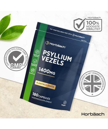 Psyllium Husk Fiber Psyllium Fiber Supplement 180 Vegan Capsules for 3 Months 1400mg Psyllium Husks per Serving from Horbaach - Buy Online on GoSupps.com