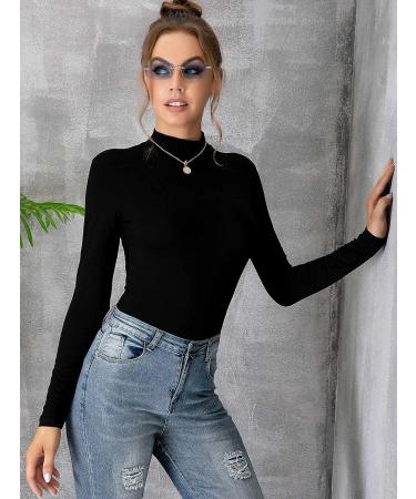 MANGDIUP Women's Mock Turtle Neck Long Sleeve Sleeveless Pullover Top - Black XL - Buy Online on GoSupps.com