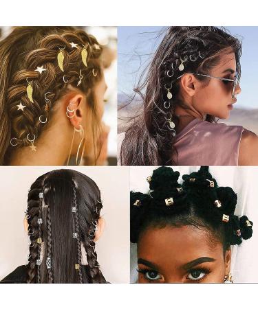 Dreadlock Jewelry for Women - 235pcs Gold & Silver Hair Rings Cuffs for Braids | Hair Pendants & Clips for Dreadlock Accessories - Buy Online on GoSupps.com