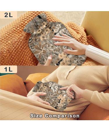 Shop Naanle Hot Water Bottle with Cover - Flower Leopard Print | 1L Heat Therapy for Back Pain Relief & Warmth - Buy Online on GoSupps.com