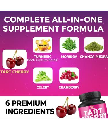 BMVINVOL Tart Cherry 20:1 Extract - Plus Moringa Chanca Piedra Celery Cranberry Extract and More - 90 Capsules - 3 Month Supply - Buy Online on GoSupps.com