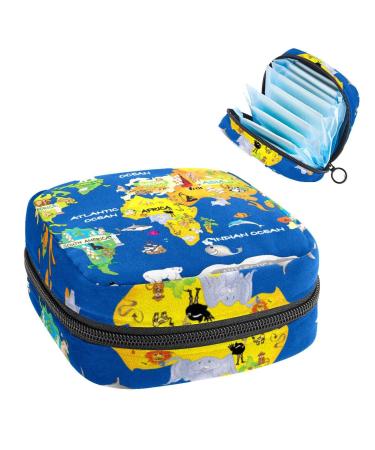Women's bonds Storage pockets Stillpad keeper animals mape of the world portable period kit pocket feminine product bag for women girls color4