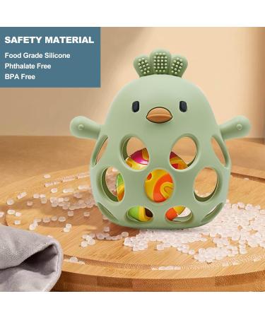 Farout Silicone Baby Bassinet Chicken BPA-Free Bite Ring | Cooling Tooth Aid & Montessori Rattle for Sensory Development | Baby Chewing Toy - Blue - Buy Online on GoSupps.com
