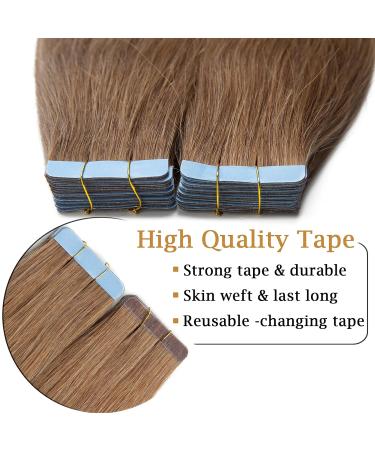 100% Remy Human Hair Tape-in Extensions - Light Brown #6 14 (35cm) - 40 Pieces + 10 Free Tapes - Buy Online on GoSupps.com