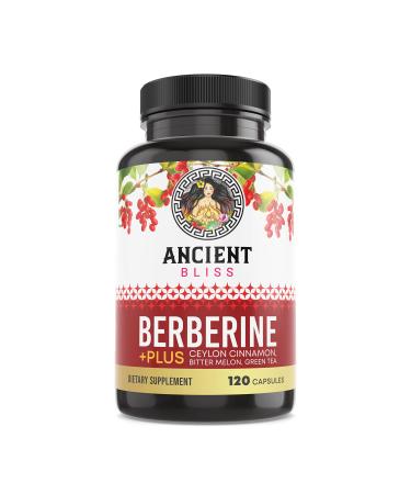 Ancient Bliss Berberine HCL 1200mg with Ceylon Cinnamon, Bitter Melon, and Green Tea Extract - 120 Capsules - Supports Immune System