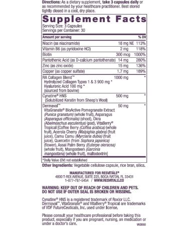 ResVitale Beauty 3 - Skin Care Supplement with Collagen Keratin & Elastin - 90 Capsules & Collagen Enhance - Beauty Supplement with Hyaluronic Acid & Resveratrol - 60 Capsules - Buy Online on GoSupps.com