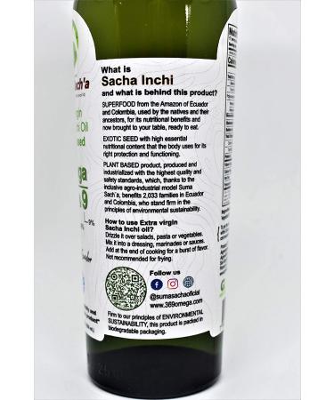 Suma Sach'a Extra-virgin Sacha Inchi Oil 8.45 fl oz - Cold-pressed Superfood Oil - Buy Online on GoSupps.com