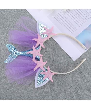 Lurrose Mermaid Headband - Glitter Hairband Party Accessory for Kids | Blue Starfish Hair Accessories - Buy Online on GoSupps.com