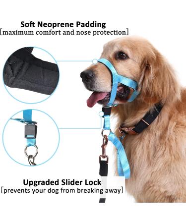 Barkeless Dog Handlebars - No Pull Head Halter for Dogs | Adjustable & Padded with Training Guide - Medium Light Blue - Buy Online on GoSupps.com
