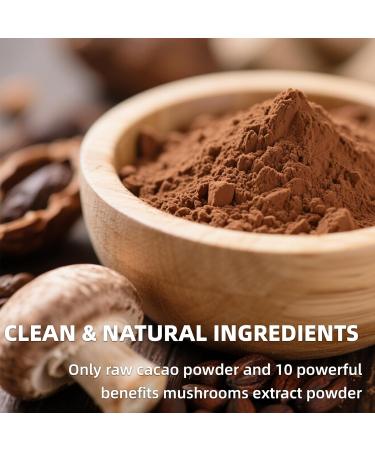 Mushroom Cacao Mix Organic Raw Cacao with 10 Mushrooms Powder Non-GMO Vegan Gluten Free Unsweetened Hot Chocolate Natural Supplement 3.53oz - Buy Online on GoSupps.com
