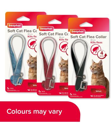 Beaphar Soft Flea Collar for Cats Kills Fleas For up to 4 Months Veterinary Medicine Adjustable With Safety Mechanism For Cats From 12 Weeks of Age 1 x Velvet Collar Colours May Vary - Buy Online on GoSupps.com