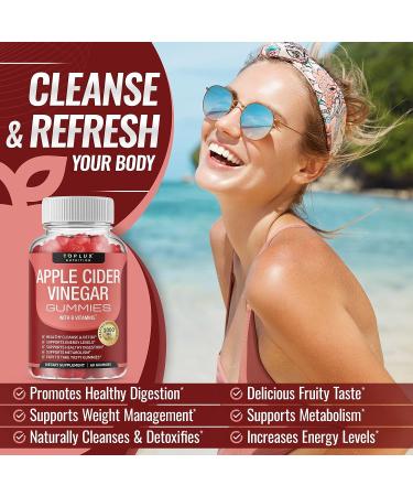 Toplux Apple Cider Vinegar Gummies 1000mg - Immune System Detox & Cleanse - B12 Beet Root Pomegranate - Gummy Alternative to Capsules - Men Women - 2X Pack 60 Count - Buy Online on GoSupps.com