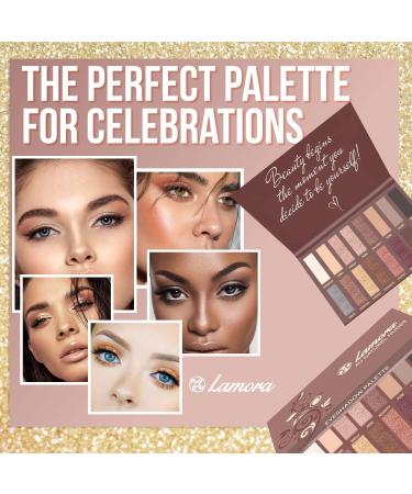 Lamora Au Naturel 16-Color Pro Eyeshadow Palette - Matte + Shimmer - Highly Pigmented Professional Makeup for Natural Bronze Smoky Eye Look - Buy Online on GoSupps.com