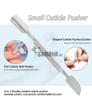 ZAMAHA UK Professional Stainless Steel Cuticle Pusher & Nail Cleaner - Dual End Manicure Pedicure Tool - Buy Online on GoSupps.com