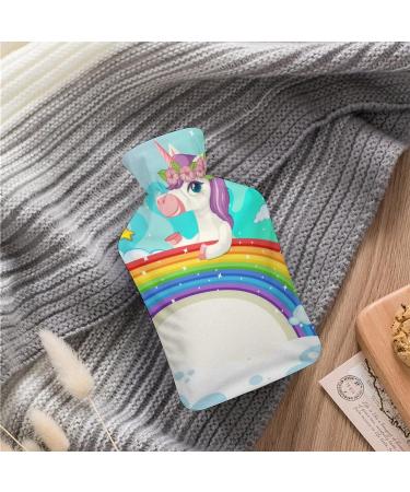 Rainbow Unicorn Hot Water Bottle with Plush Cover - Hand Warmer for Kids & Adults | 26.5x15.3cm | International Shipping Available - Buy Online on GoSupps.com