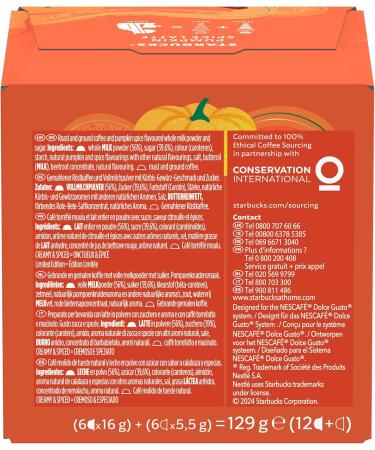 Nestl STARBUCKS Pumpkin Spice Latte by Nescaf Dolce Gusto Dark Roast Koffiecapsules 6 x 12 72 Capsules - Buy Online on GoSupps.com