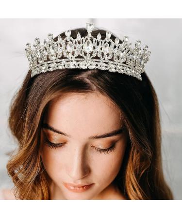 AW BRIDAL Women's Crystal Wedding Queen Crown - Silver | Headpieces for Bride, Pageant, Quinceanera, Prom - Buy Online on GoSupps.com