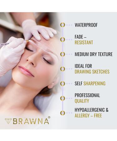 BRAWNA 6 Pcs Waterproof Eyebrow Pencils with Sharpener - Durable, Quick & Easy to Use for Shaping, Defining & Microblading - White (6 Pack) - Buy Online on GoSupps.com