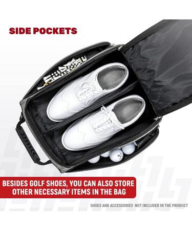 SAPLIZE Golf Shoe Bag with Mesh Ventilation, Outside Pocket | Breathable Shoe Carrier Tote for Golf Accessories | Sports Travel Organizer, Grey, US Size 14 - Buy Online on GoSupps.com