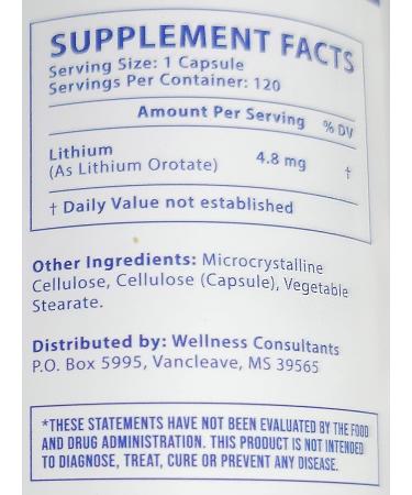 WC Wellness Lithium Orotate - Premium Quality Mood Support Supplement - Buy Online on GoSupps.com