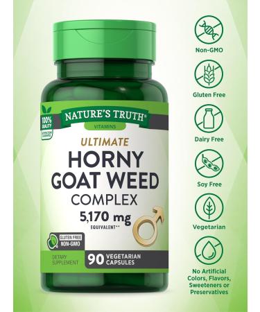 Nature's Truth Horny Goat Weed Complex with Maca Root | 90 Non-GMO & Gluten Free Capsules | Herbal Supplement for Energy & Vitality - Buy Online on GoSupps.com