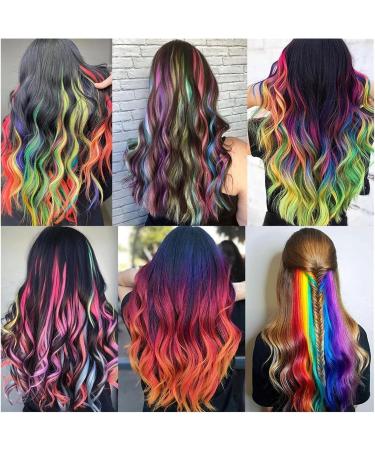 Hair Piece Synthetic Hair Extensions With One Clip Heat Resistant Rainbow Hair Piece For Kid Women Long Curly Wavy Style Colorful Hair For Women(135) - Buy Online on GoSupps.com