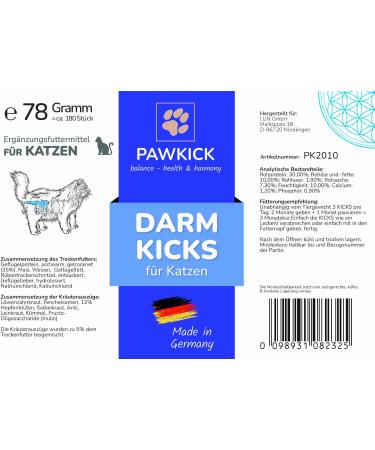 PAWKICK DARM-Kicks CAT Treats | Herbal Extracts for Cats | 78g | Healthy Intestinal Flora | 3-Month Treatment - Buy Online on GoSupps.com