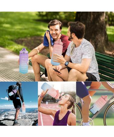 Ketiee 2L Drinking Bottle with Straw | BPA-Free Water Bottle with Time Marking | Leak-Proof Sports Bottle for Fitness Camping Yoga & Travel (Pink/Blue) - Buy Online on GoSupps.com