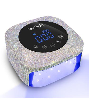 Lavinda UV LED Nail Lamp, 54W Rechargeable Sparkly Nail Lamp Cordless Nail Dryer Gel Polish Light with 4 Timer Setting, Professional Quick Dry Curing Lamp with Display Auto Sensor for Salon & Home A-Diamond