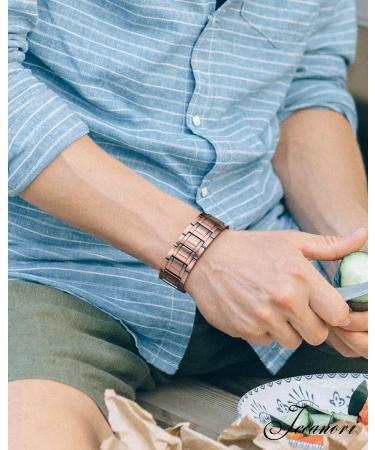 Jecanori 3X Lymph Drainage Copper Magnetic Bracelet for Men - 3500 Gauss, Adjustable Wristband with 57pcs Magnets, Removal Tool, Gift Box - Classic Copper - Buy Online on GoSupps.com