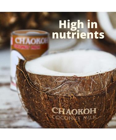 Chaokoh Coconut Milk Unsweetened 6 Pack - Premium Canned Coconut Milk from Thailand (13.5 oz) - Lactose Free, Non Dairy Vegan Milk for Curries, Drinks & Desserts - Buy Online on GoSupps.com