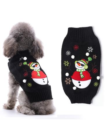 Hrttsy Christmas dog sweater winter warm dog cat sweater clothing pets coat costume puppy sweater pullover clothing for small medium-sized dogs big dog pet sweater x-mall black snowman