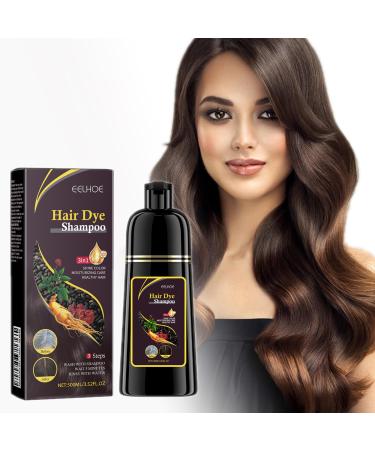 Hair dye shampoo natural plant extract formula -30 minutes worry free hair dyeing 500ML (Brown)