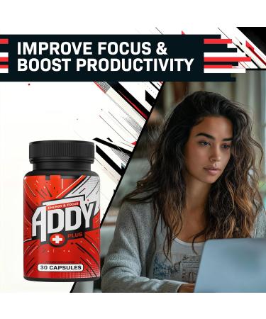 ADDY Plus - Brain Booster Vitamins for Focus Energy & Memory Support - Adderall Alternative Supplement for Clean Energy & Sharp Focus - Buy Online on GoSupps.com