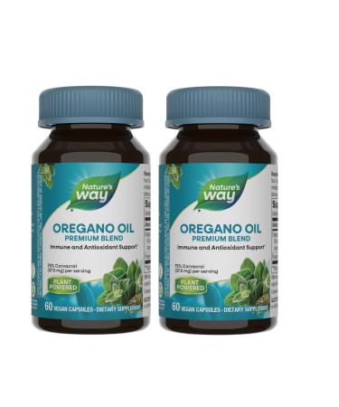 Nature s Way Oregano Oil Immune Support Supplement* - 75-85% Carvacrol Gluten Free 60 Vegan Capsules (2 Pack)