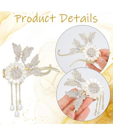 NICENEEDED Sparkle Rhinestone Butterfly Flower Hair Clips Glitter Pearl Long Tassels Hair Barrettes Dazzlingly Diamond Hairpin Hair Accessories for Women and Girls - Buy Online on GoSupps.com