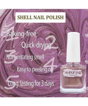 Pearl Nail Polish Nail Varnish - Long Lasting Peeling Off Nail Polish - Mermaid Shell Quick Dry Holographic Nail Polish - No UV Needed Non Toxic Water Based Formula for Women Girls Teens(Gold Purple) - Buy Online on GoSupps.com