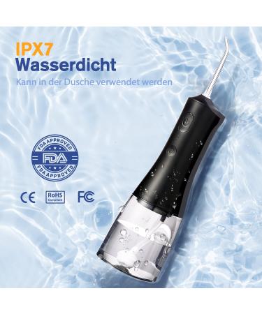 Wireless Electric Mouth Shower - 4 Modes 6 Nozzles USB Charging 300ml Oral Irrigator IPX7 Waterproof Tooth Cleaner - Black - Buy Online on GoSupps.com