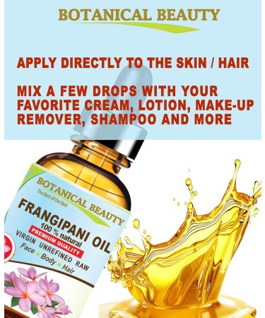 Botanical Beauty Frangipani Oil 100% Natural 2 Fl. oz - 60 ml Frangipani Essential Oil for FACE Skin Body Hair Nails Beauty Oil Skin Moisturizer Oil Nourishing Oil Perfume Soap Making - Buy Online on GoSupps.com