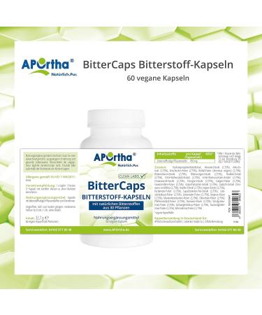 Aportha Bitter Caps | 60 Vegan Capsules - Alcohol-Free Gluten-Free Allergen-Free Derived from 30 Plant Substances - Buy Online on GoSupps.com
