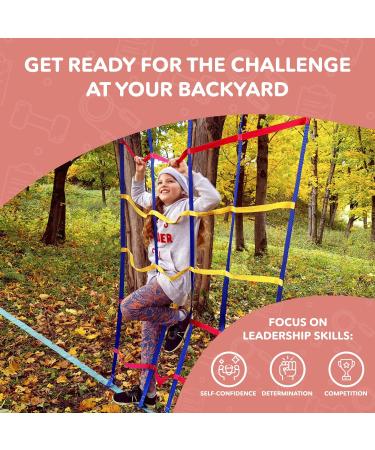 Cateam Climbing Net for Kids - 6.6 ft. Ninja Slackline Accessories with Ground Anchoring for Backyard Obstacle Course - Perfect for Backyard Playground - Buy Online on GoSupps.com